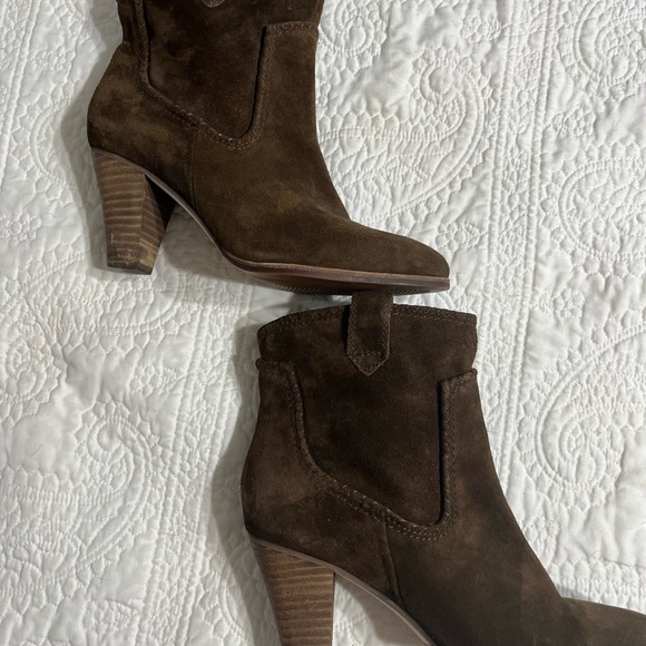 Karl Lagerfeld Dark Brown Suede Heeled Boots - Picture 3 of 6